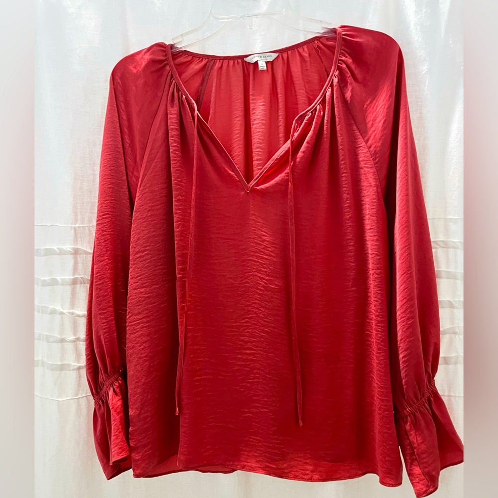 LUCKY BRAND Medium russet long sleeve silky long sleeve blouse EUC - Picture 1 of 6